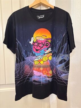 NWT Kool-Aid Man Retro Skateboard Graphic T-Shirt Medium Black Vaporwave 80s